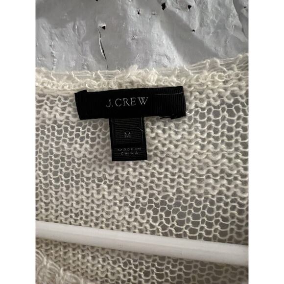 J Crew Open Knit Blue White Striped Wool Mohair Blend Sweater Tunic Sz M - Picture 2 of 6